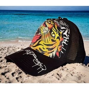 Ed Hardy Tiger Tattoo Black Summer Trucker Boat Surf Snapback Hat Cap New